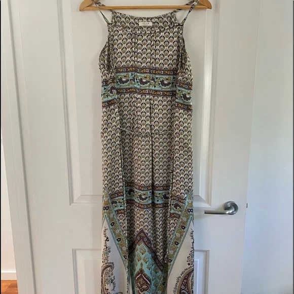 stunning LOLA Silk Maxi Dress Sz L - Picture 1 of 6